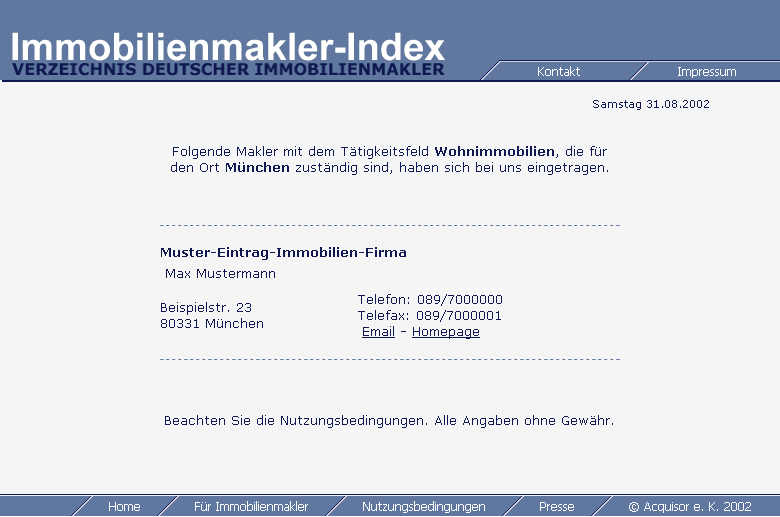 So k�nnte Ihr Eintrag aussehen.